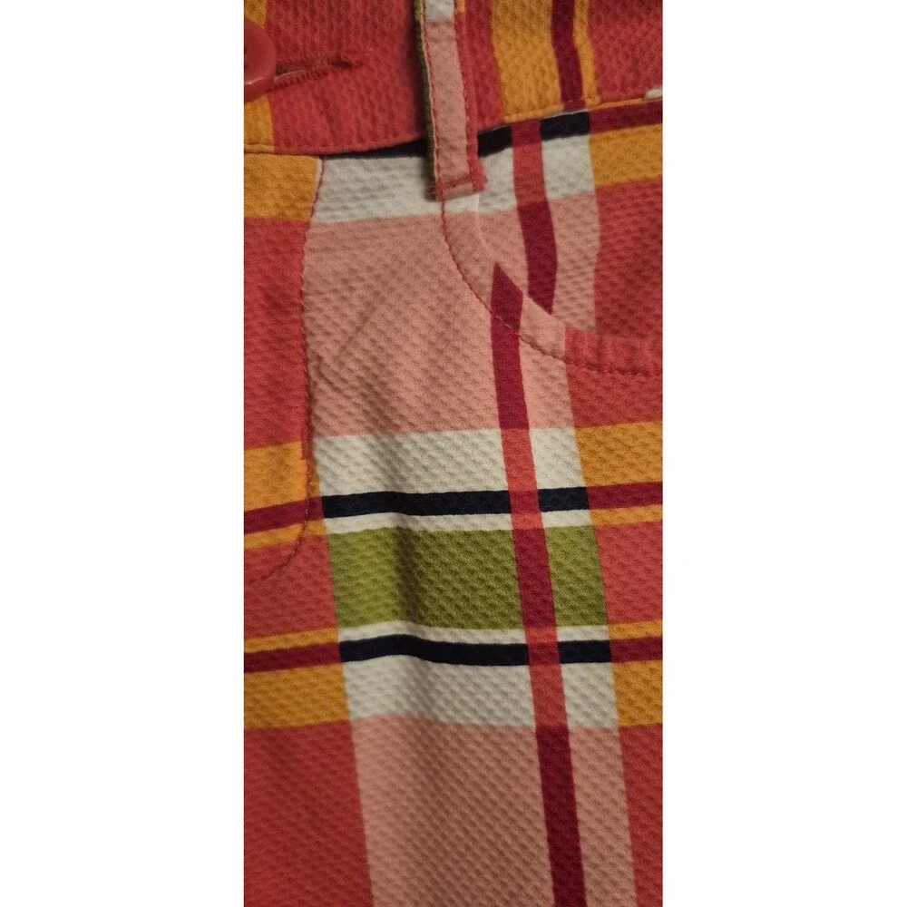 Gymboree Girls 8 Multicolored Spring Plaid Pants  100% Cotton Pink Green READ
